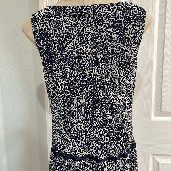 Bice by Anthropologie navy white sleeveless drop waist midi flapper dress 10 - Picture 8 of 16